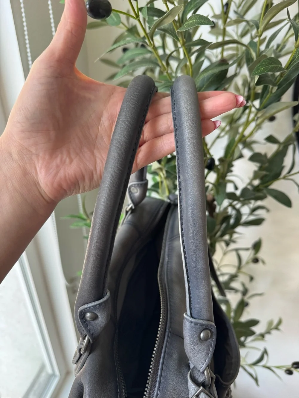 Free People Baby Emerson Leather Tote Satchel In Gravel Rock Gray